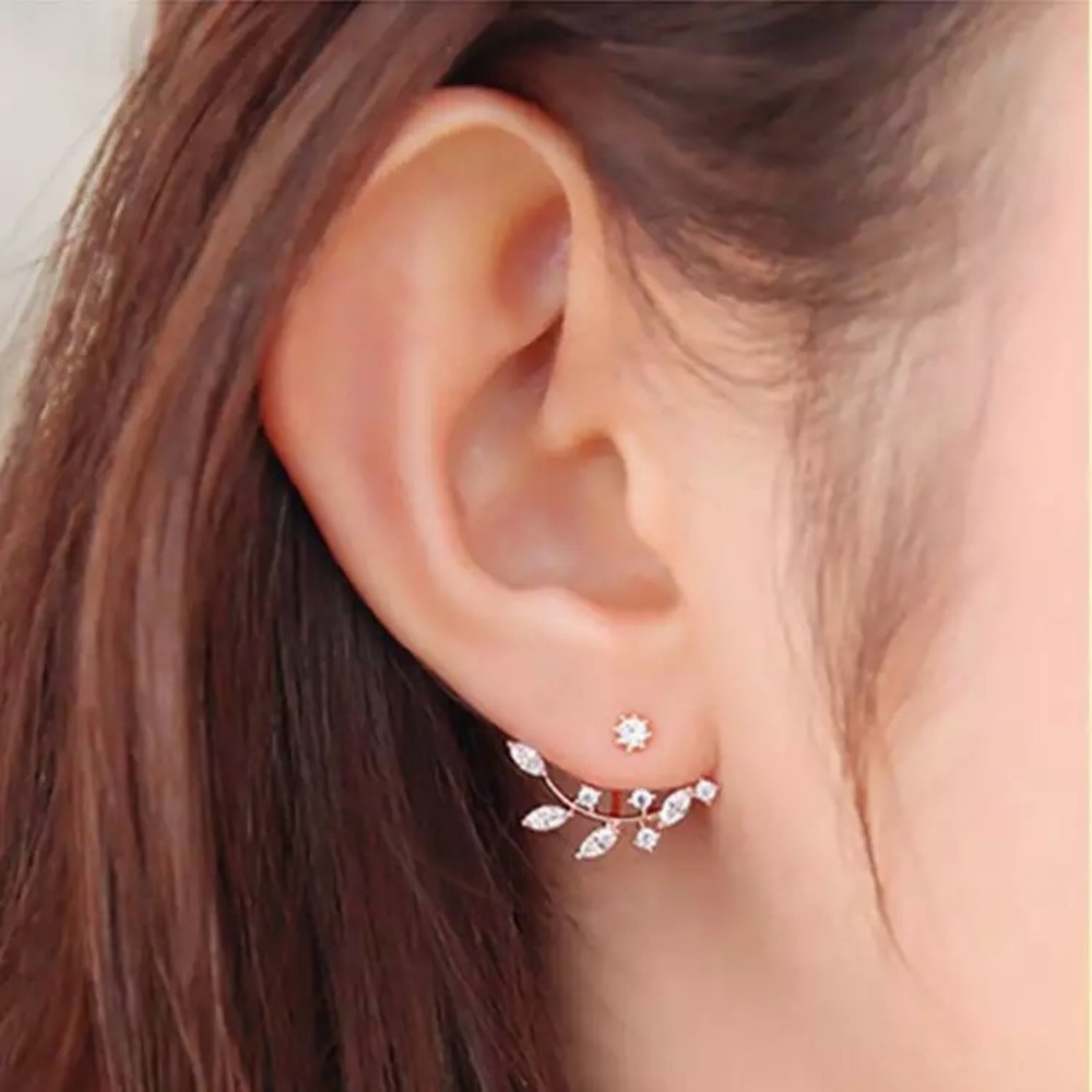 NEW!💙💎ROSE💗GOLD COLOR!!💎💙JACKET CZ EARRINGS!! - Picture 2 of 12